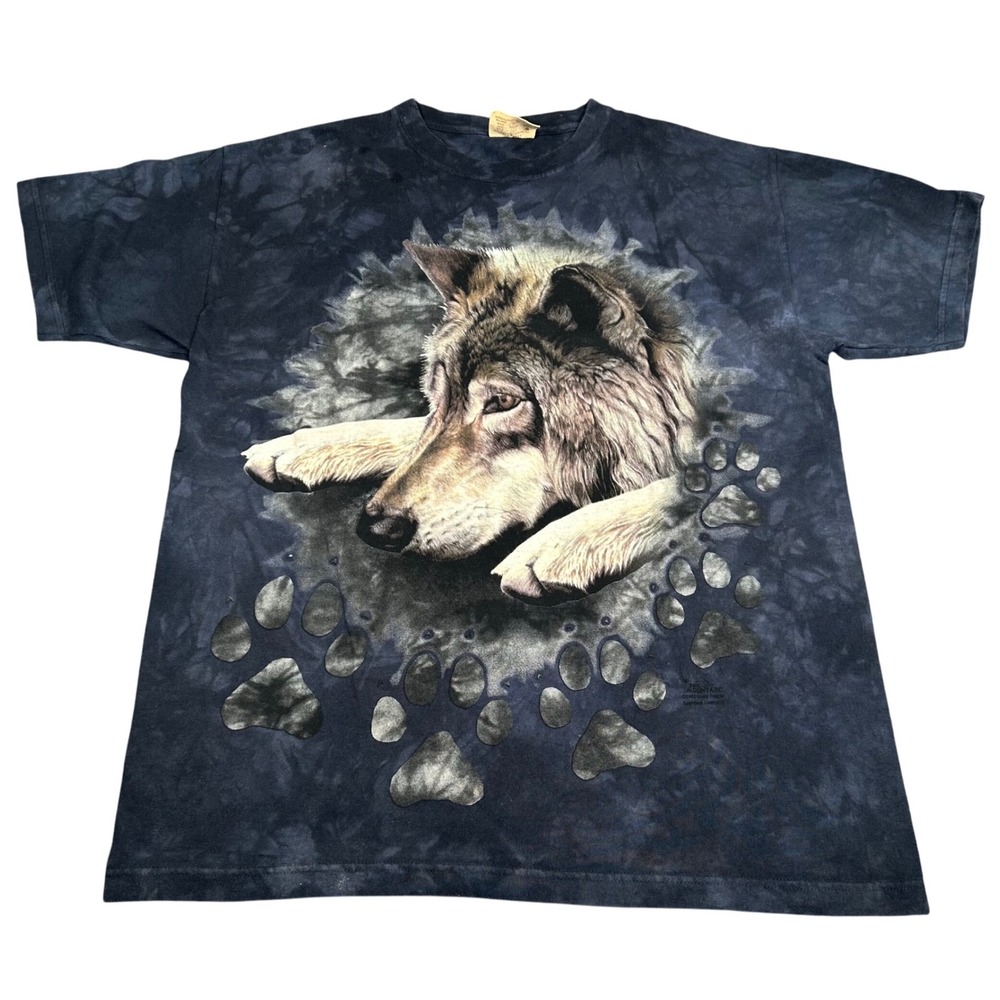 The Mountain Wolf T-Shirt Tie Dye Wolf Graphic Print‎ Nature Outdoors L